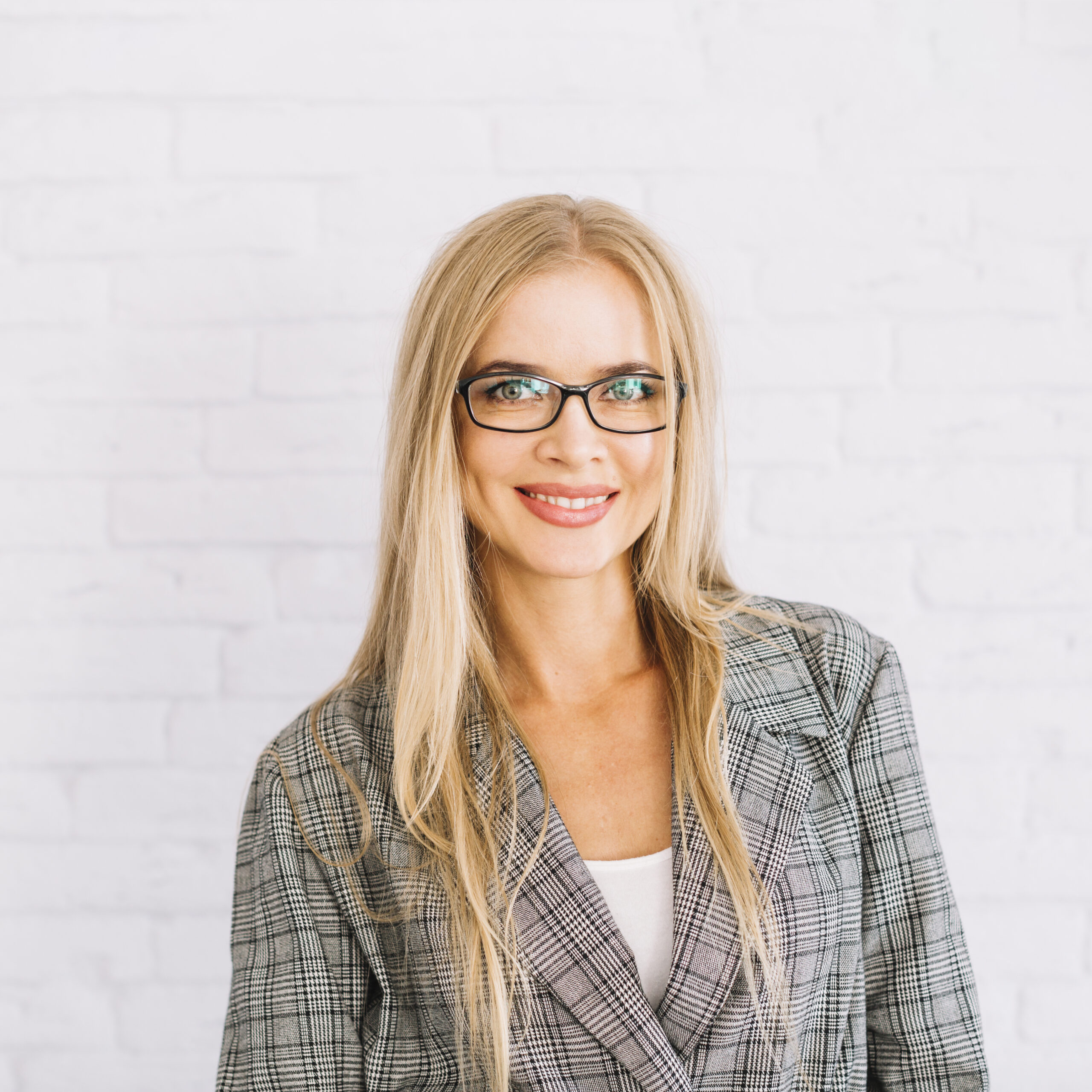 stylish businesswoman with glasses